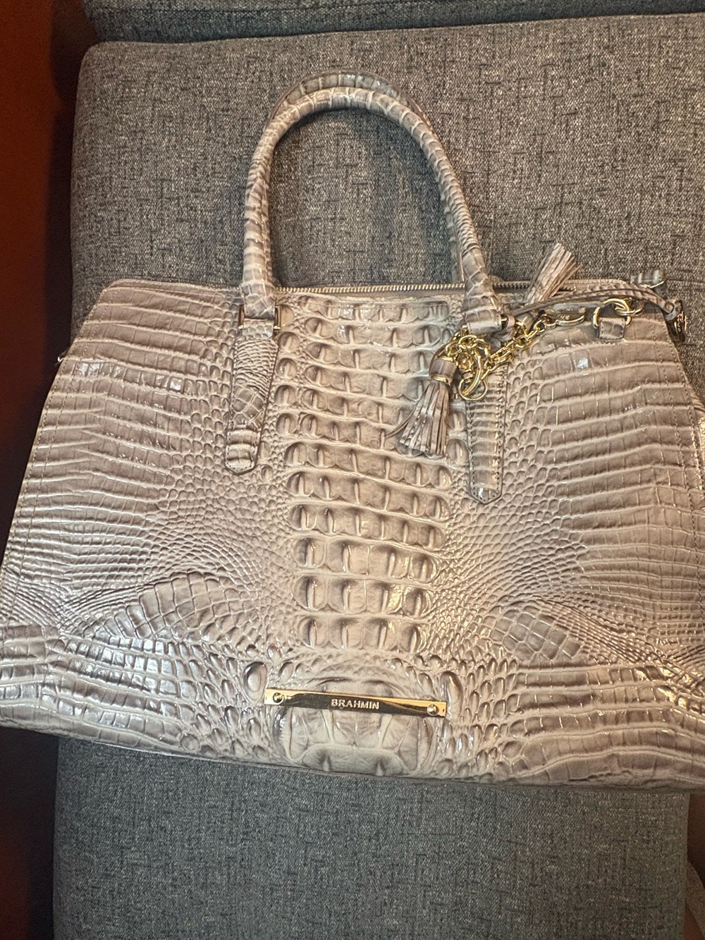 Brahmin Croc-Embossed Leather Bag